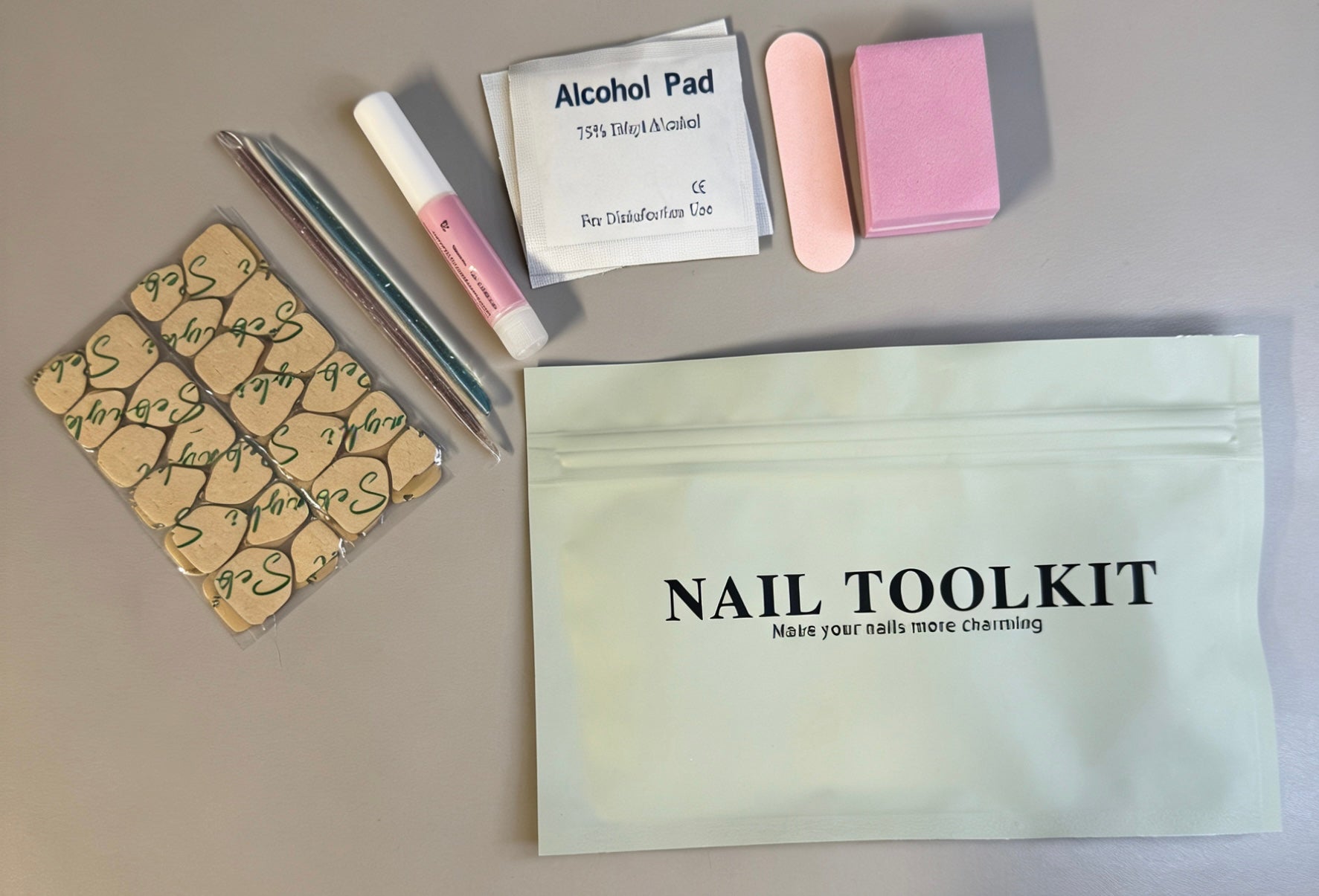 100% Hand-Painted 3D Floral & Mermaid Wave Press-On Nails | Whimsical Gradient Fake Nails Kit